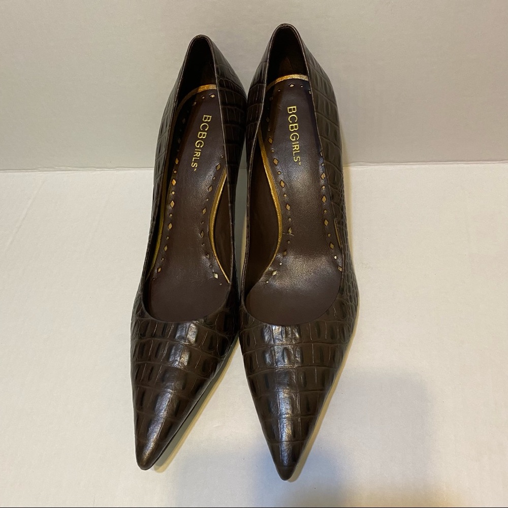 BCBGirls Brown Alligator Print Heels